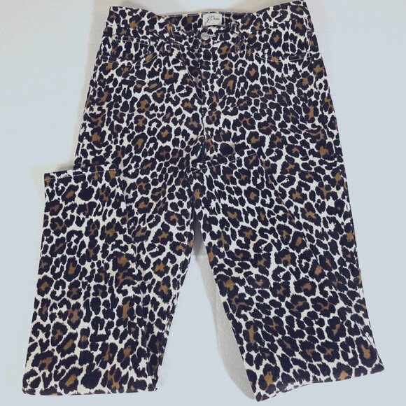 J Crew AQ627 Highest Rise Toothpick Pant in Leopard Stretch Corduroy Size‎ 28T - Picture 1 of 9